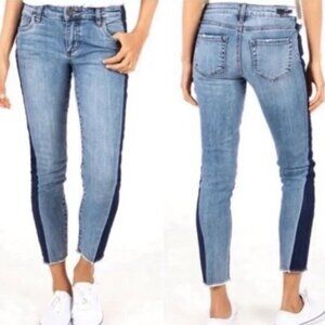 Kut from the Kloth Reese Ankle Straight Leg Denim Jeans Two Tone Womens Size 12